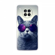 Чехол с принтом для Huawei Nova 8i - (на черном) (AlphaPrint) Кот в очках - купить на Floy.com.ua
