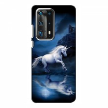 Чехол с принтом (на черном) для Huawei P40 (AlphaPrint) Единорог в лесу - купить на Floy.com.ua