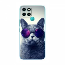Чехол с принтом для Infinix Smart 6 - (на черном) (AlphaPrint) Кот в очках - купить на Floy.com.ua