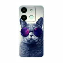 Чехол с принтом для Infinix Smart 7 - (на черном) (AlphaPrint) Кот в очках - купить на Floy.com.ua