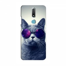 Чехол с принтом для Nokia 2.4 - (на черном) (AlphaPrint) Кот в очках - купить на Floy.com.ua
