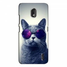Чехол с принтом для Nokia 2.2 (2019) - (на черном) (AlphaPrint) Кот в очках - купить на Floy.com.ua