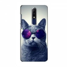 Чехол с принтом для Nokia 5.1 Plus (X5) - (на черном) (AlphaPrint) Кот в очках - купить на Floy.com.ua