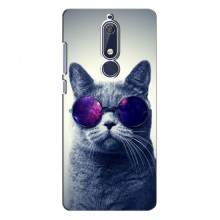 Чехол с принтом для Nokia 5.1 - (на черном) (AlphaPrint) Кот в очках - купить на Floy.com.ua