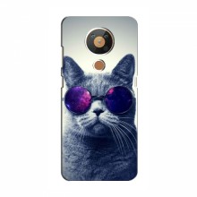 Чехол с принтом для Nokia 5.3 - (на черном) (AlphaPrint) Кот в очках - купить на Floy.com.ua