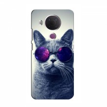 Чехол с принтом для Nokia 5.4 - (на черном) (AlphaPrint) Кот в очках - купить на Floy.com.ua