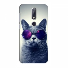 Чехол с принтом для Nokia 6.1 Plus - (на черном) (AlphaPrint) Кот в очках - купить на Floy.com.ua