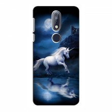 Чехол с принтом для Nokia 7.1 - (на черном) (AlphaPrint) Единорог в лесу - купить на Floy.com.ua
