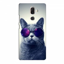 Чехол с принтом для Nokia 7 Plus - (на черном) (AlphaPrint) Кот в очках - купить на Floy.com.ua
