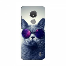 Чехол с принтом для Nokia C21 - (на черном) (AlphaPrint) Кот в очках - купить на Floy.com.ua