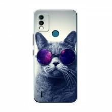 Чехол с принтом для Nokia C21 Plus - (на черном) (AlphaPrint) Кот в очках - купить на Floy.com.ua