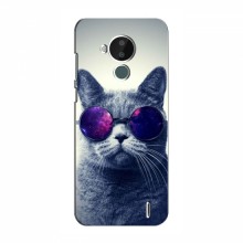 Чехол с принтом для Nokia C30 - (на черном) (AlphaPrint) Кот в очках - купить на Floy.com.ua