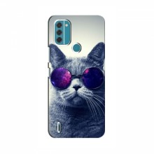 Чехол с принтом для Nokia C31 - (на черном) (AlphaPrint) Кот в очках - купить на Floy.com.ua