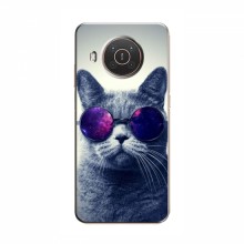 Чехол с принтом для Nokia X10 - (на черном) (AlphaPrint) Кот в очках - купить на Floy.com.ua
