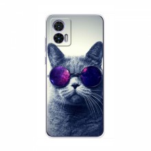 Чехол с принтом для Motorola Edge 30 Neo - (на черном) (AlphaPrint) Кот в очках - купить на Floy.com.ua