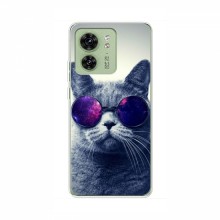 Чехол с принтом для Motorola Edge 40 - (на черном) (AlphaPrint) Кот в очках - купить на Floy.com.ua