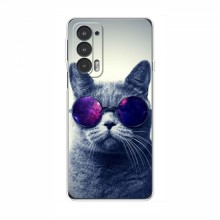Чехол с принтом для Motorola Edge 20 - (на черном) (AlphaPrint) Кот в очках - купить на Floy.com.ua