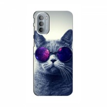 Чехол с принтом для Motorola MOTO G31 - (на черном) (AlphaPrint) Кот в очках - купить на Floy.com.ua