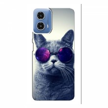 Чехол с принтом для Motorola MOTO G34 - (на черном) (AlphaPrint) Кот в очках - купить на Floy.com.ua