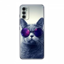 Чехол с принтом для Motorola MOTO G42 - (на черном) (AlphaPrint) Кот в очках - купить на Floy.com.ua