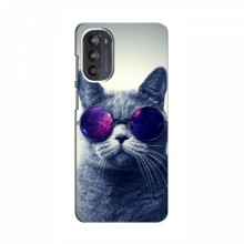 Чехол с принтом для Motorola MOTO G52 - (на черном) (AlphaPrint) Кот в очках - купить на Floy.com.ua