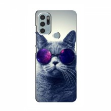 Чехол с принтом для Motorola MOTO G60s - (на черном) (AlphaPrint) Кот в очках - купить на Floy.com.ua
