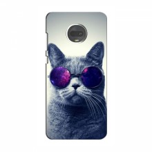 Чехол с принтом для Motorola MOTO G7 - (на черном) (AlphaPrint) Кот в очках - купить на Floy.com.ua