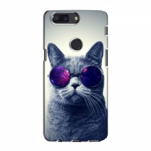 Чехол с принтом для OnePlus 5T - (на черном) (AlphaPrint) Кот в очках - купить на Floy.com.ua