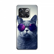 Чехол с принтом для OnePlus 10T - (на черном) (AlphaPrint) Кот в очках - купить на Floy.com.ua