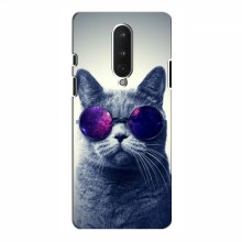 Чехол с принтом для OnePlus 8 - (на черном) (AlphaPrint) Кот в очках - купить на Floy.com.ua
