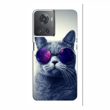 Чехол с принтом для OnePlus ACE (10R) - (на черном) (AlphaPrint) Кот в очках - купить на Floy.com.ua