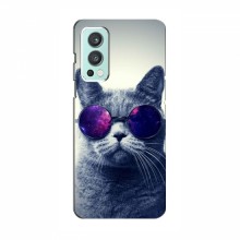 Чехол с принтом для OnePlus Nord 2 - (на черном) (AlphaPrint) Кот в очках - купить на Floy.com.ua