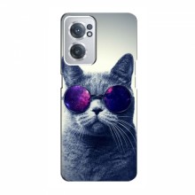 Чехол с принтом для OnePlus Nord CE 2 (5G) (IV2201) - (на черном) (AlphaPrint) Кот в очках - купить на Floy.com.ua