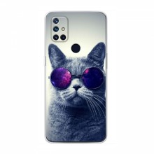 Чехол с принтом для OnePlus Nord N10 5G - (на черном) (AlphaPrint) Кот в очках - купить на Floy.com.ua