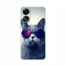 Чехол с принтом для OPPO A78 (4G) - (на черном) (AlphaPrint) Кот в очках - купить на Floy.com.ua