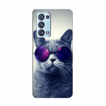 Чехол с принтом для OPPO Reno 6 Pro (5G) - (на черном) (AlphaPrint) Кот в очках - купить на Floy.com.ua