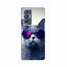 Чехол с принтом для OPPO Reno5 Pro Plus (5G) - (на черном) (AlphaPrint) Кот в очках - купить на Floy.com.ua