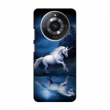 Чехол с принтом для RealMe 11 Pro Plus - (на черном) (AlphaPrint) Единорог в лесу - купить на Floy.com.ua