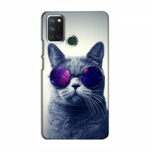 Чехол с принтом для RealMe 7i - (на черном) (AlphaPrint) Кот в очках - купить на Floy.com.ua
