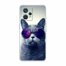 Чехол с принтом для RealMe 9 - (на черном) (AlphaPrint) Кот в очках - купить на Floy.com.ua