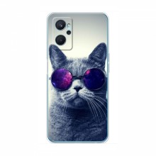 Чехол с принтом для RealMe 9i - (на черном) (AlphaPrint) Кот в очках - купить на Floy.com.ua