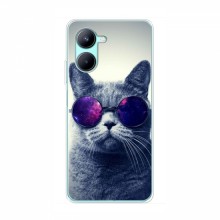 Чехол с принтом для RealMe C33 - (на черном) (AlphaPrint) Кот в очках - купить на Floy.com.ua