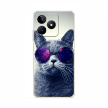 Чехол с принтом для RealMe C51 - (на черном) (AlphaPrint) Кот в очках - купить на Floy.com.ua