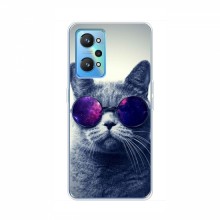 Чехол с принтом для RealMe GT2 - (на черном) (AlphaPrint) Кот в очках - купить на Floy.com.ua