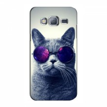 Чехол с принтом для Samsung J3, J300, J300H - (на черном) (AlphaPrint) Кот в очках - купить на Floy.com.ua