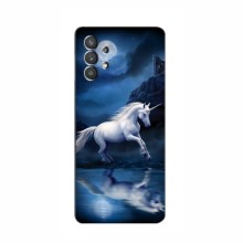 Чехол с принтом для Samsung Galaxy A32 - (на черном) (AlphaPrint) Единорог в лесу - купить на Floy.com.ua
