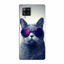 Чехол с принтом для Samsung Galaxy A42 (5G) - (на черном) (AlphaPrint) Кот в очках - купить на Floy.com.ua