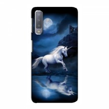 Чехол с принтом для Samsung A7-2018, A750 - (на черном) (AlphaPrint) Единорог в лесу - купить на Floy.com.ua