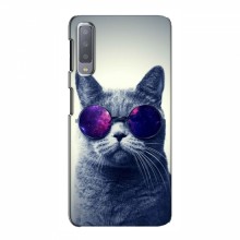 Чехол с принтом для Samsung A7-2018, A750 - (на черном) (AlphaPrint) Кот в очках - купить на Floy.com.ua