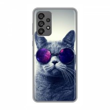 Чехол с принтом для Samsung Galaxy A73 (5G) - (на черном) (AlphaPrint) Кот в очках - купить на Floy.com.ua